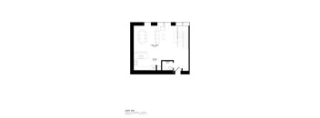 a floor plan of a small house with a bedroom and a living room