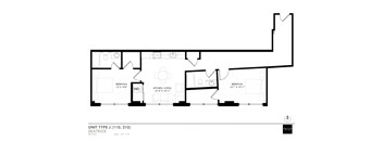 a floor plan of a unit with a bedroom and a bathroom