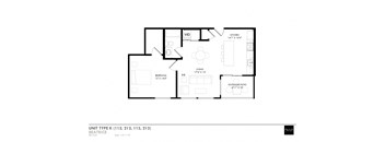 a floor plan of a unit with a bedroom and a living room