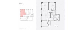 2 bed 2 bath The Bloc floor plan at The Nicholas, St Louis, 63104