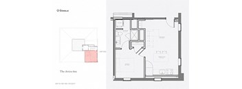 1 bed 1 bath The Attico floor plan at The Nicholas, Missouri, 63104