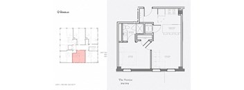 1 bed 1 bath The Vertice floor plan at The Nicholas, St Louis, Missouri