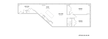 a floor plan of a small house with a kitchen and a living room at The 22 Apartments, Missouri, 63103