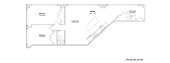 a floor plan of a small house at The 22 Apartments, St. Louis, MO 63103