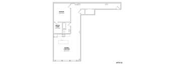 a floor plan of a bedroom apartment at The 22 Apartments, St. Louis, MO
