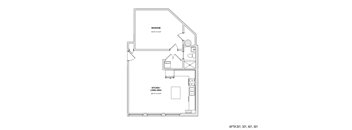 a floor plan of a bedroom apartment at The 22 Apartments, St. Louis, 63103