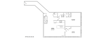 a floor plan of a bedroom apartment at The 22 Apartments, St. Louis