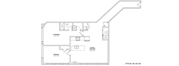 a floor plan of a bedroom apartment at The 22 Apartments, Missouri
