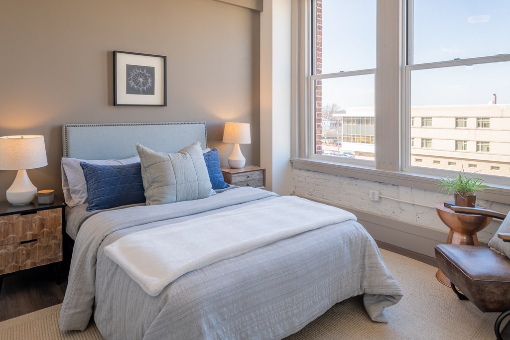 Bedroom With Expansive Windows at The Nicholas, St Louis, Missouri