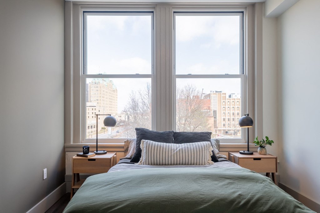 Well Lite Bedroom at The Nicholas, St Louis, MO, 63104