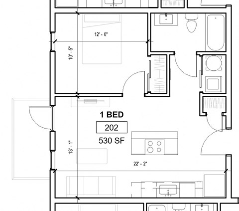 a floor plan of a small house with a bedroom and a living room