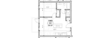 a floor plan of a small house with a bedroom and a living room