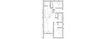 a floor plan of a small house with a kitchen and a living room