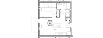 a floor plan of a small house with a bedroom and a living room