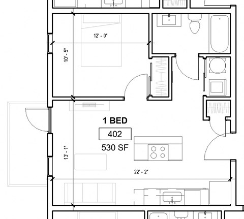 a floor plan of a small house with a bedroom and a living room