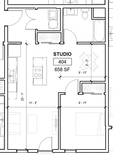 the floor plan for a small studio with a bathroom and a living room