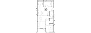 a floor plan of a small house with a kitchen and a living room