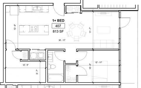 a floor plan of a house with bedrooms and a living room