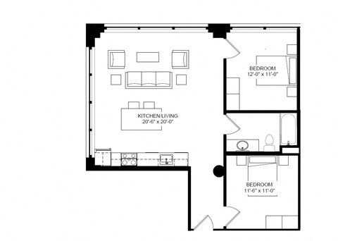 carmen Floor Plan at The Draper, St Louis, MO