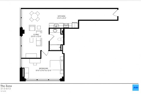 Zeno Floor Plan at The Draper, Missouri, 63103
