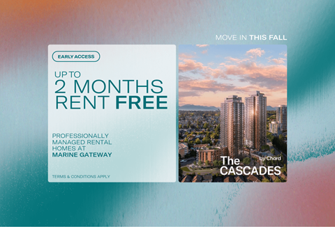 A promotional image for a rental offer at The Cascades.