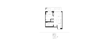 A black and white floor plan of a two bedroom apartment.