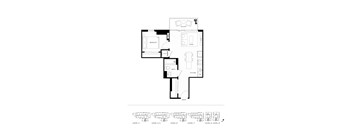 A floor plan of a house with a living room, bedroom, bathroom, kitchen, and entry.