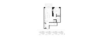 A black and white floor plan of an apartment with various rooms labeled.
