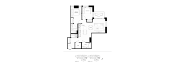 A black and white floor plan of a house with labeled rooms.