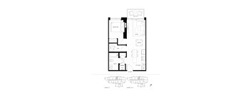 A black and white floor plan of a two-story apartment.