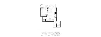 A black and white floor plan of a house with a kitchen, living room, and bathroom.
