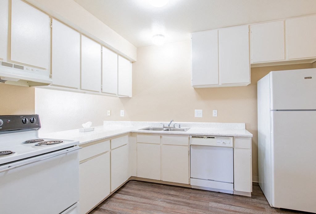 the preserve at ballantyne commons apartment kitchen with stove refrigerator and sink