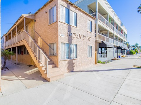 A building with the name Ocean Bliss on it.