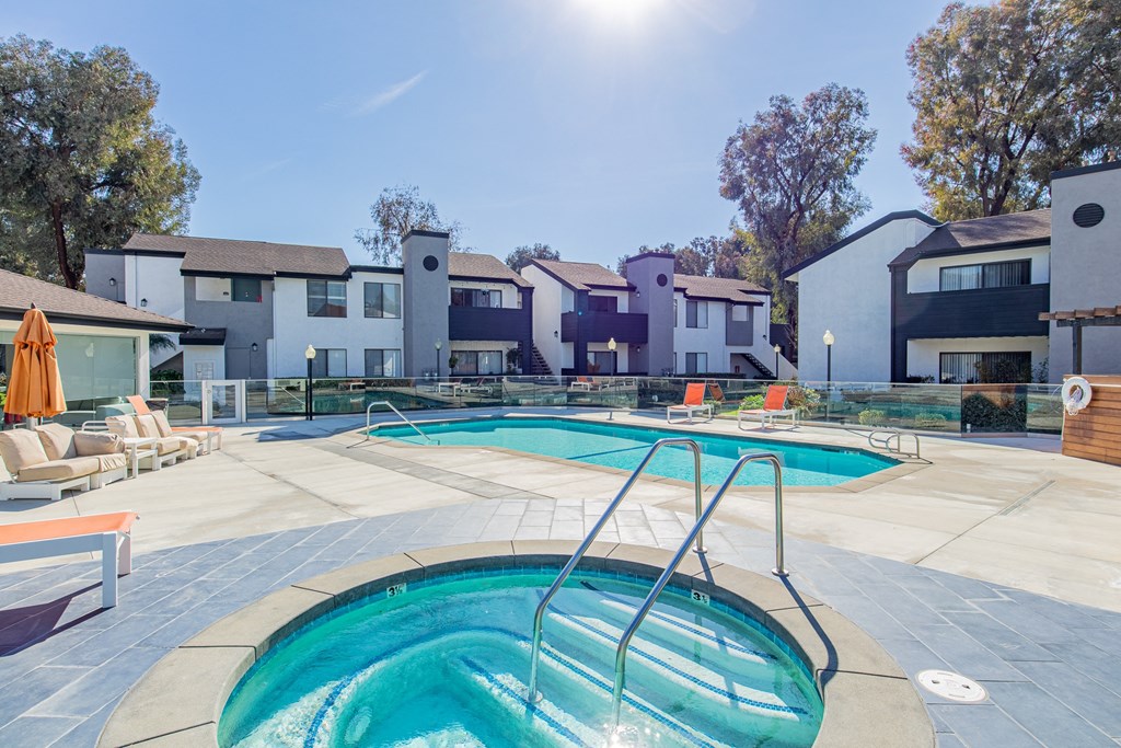 our apartments have a resort style pool with a hot tub