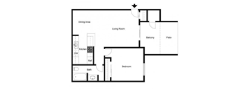 1 bed 1 bath floor plan at Metro 3610, California, 92505