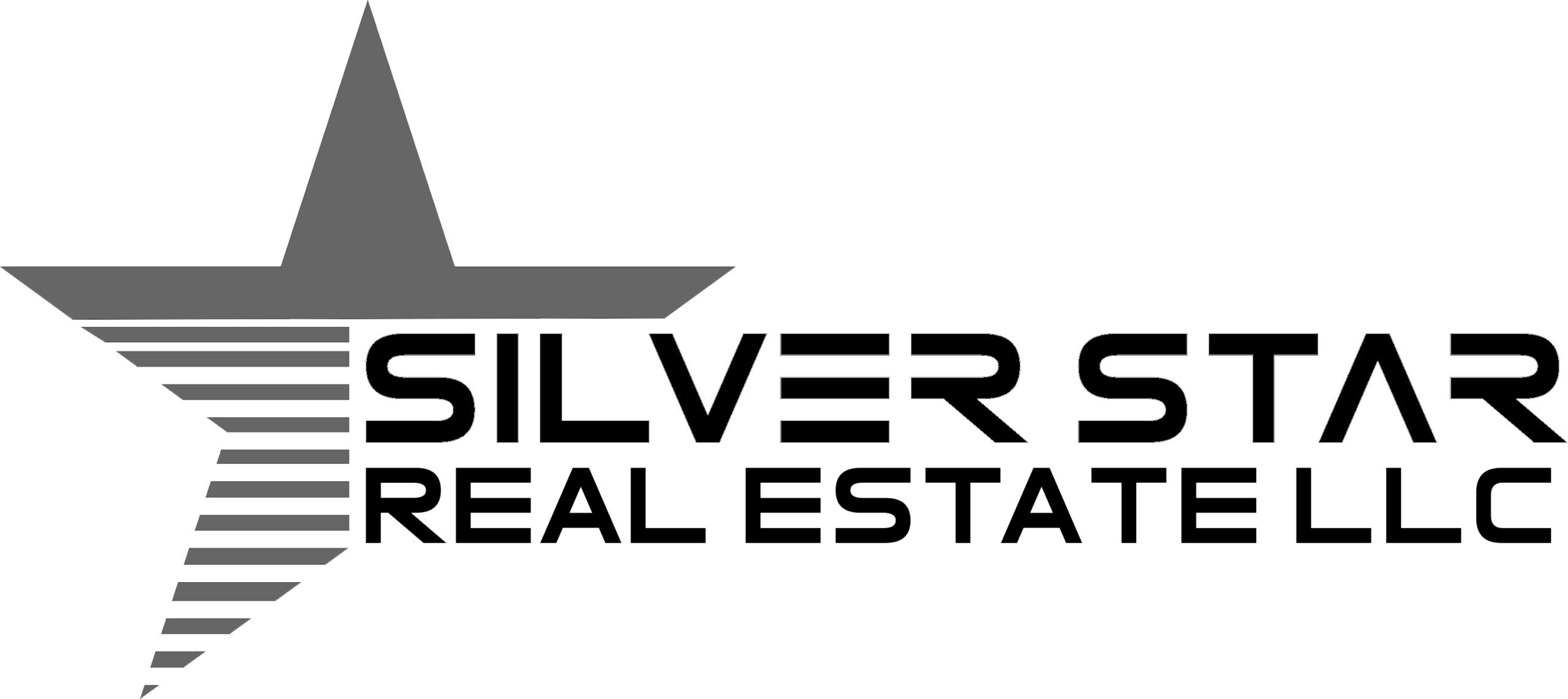 a logo for silver star real estate with a star on a green background