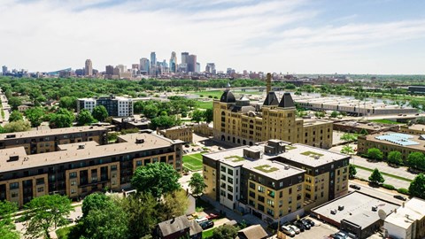 a view of the city from the roof of a building