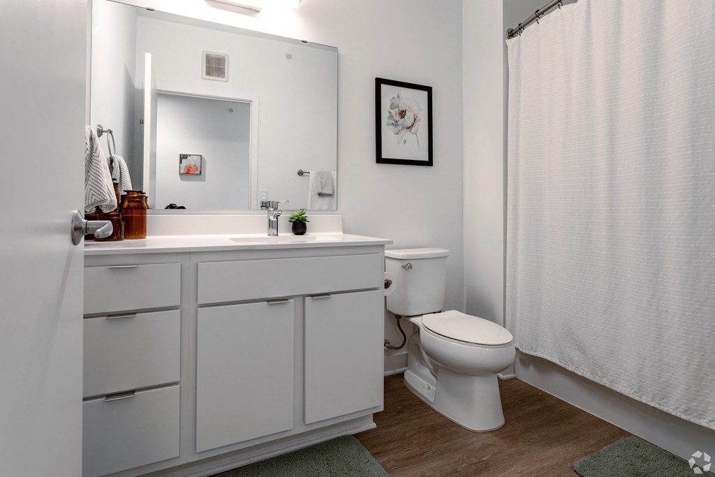 a bathroom with a toilet and a sink and a shower