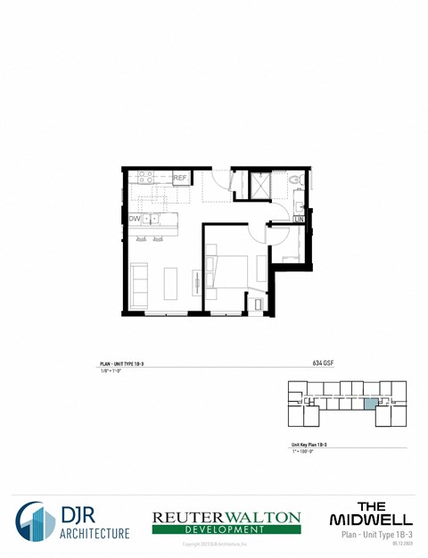 a floor plan of a unit with a bedroom and a bathroom