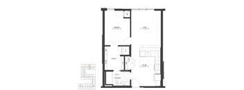 a floor plan of a house with a loft and a patio
