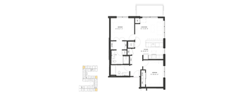 a floor plan of a house with a black and white