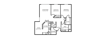 A black and white image of a house floor plan.