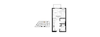 two floor plan of a modern apartment with a bedroom and a living room