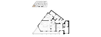 a floor plan and a top view of a house