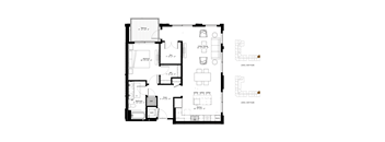 A black and white image of a floor plan for a two-level home.