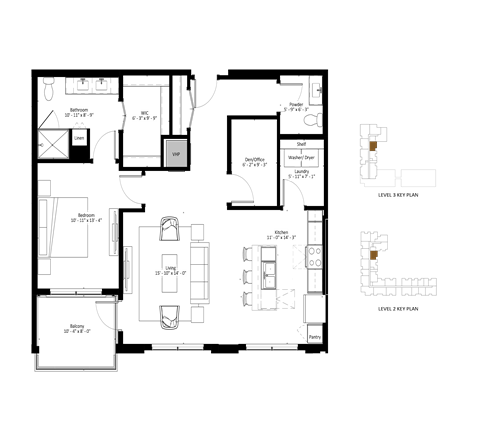 A floor plan of a house with labeled rooms such as "Kitchen" and "Bedroom 2".