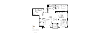 A black and white image of a two level floor plan of a house.