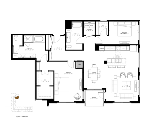 A floor plan of a two-level home with labeled rooms.