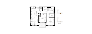A black and white image of a floor plan for a house.
