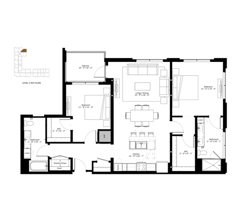 A floor plan of a house with labeled rooms.